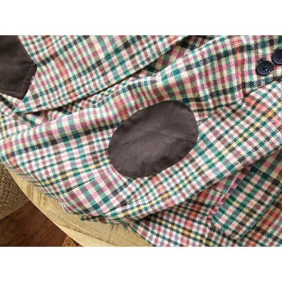 ANTHROPOLOGIE x AVEC LES FILLES Relaxed Plaid Wool Blend Blazer XL Patches - Picture 4 of 12